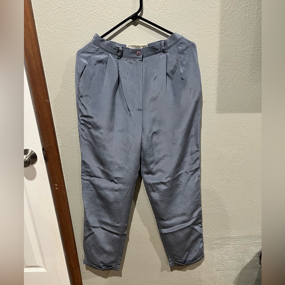Chic Gray Straight Leg Women's Pants 100% Silk Lining Size 6 EUC Highwaisted
